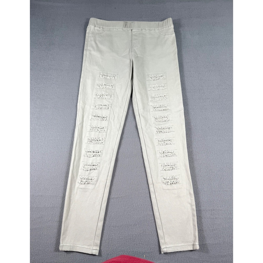 Umgee Distressed Skinny Jeans Seafoam Green Stretch Pull‎ On Raw Hem Womens XL